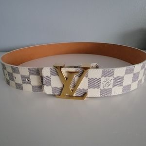 LV Louis Vuitton Damier Azur Logo Belt